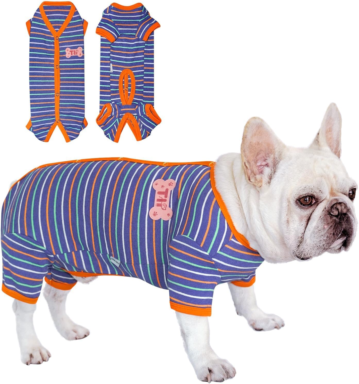 TONY HOBY Dog Pajamas, Male Dog Warm Pajamas with Thermal, Dogs Jumpsuit Shirt for Small Medium Dogs (Navy Blue, Boy, XL)