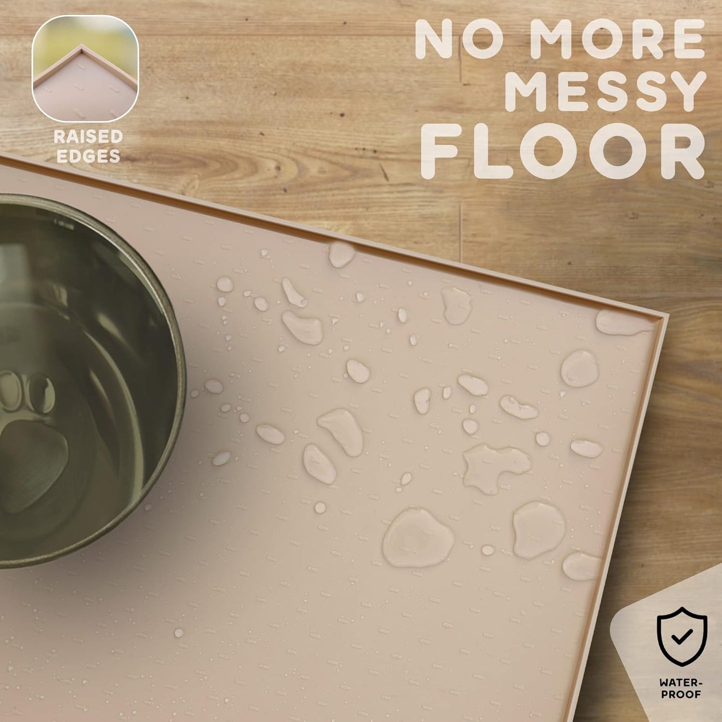 Dog Food Mat - Raised Edges Dogs Mat for Food and Water Prevent Spill, Waterproof Cat Food Mats Protect Floors, Easy Clean Dog Bowl Mats for Food and Water, Silicone Pet Food Tray