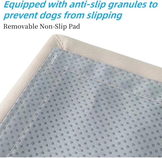 Split Ottoman Dog Ramp, Folding Pet Ramps Stairs for Couch, Pet Ramps Stairs for Small and Large Dogs, Holds up to 220 lbs (Beige, One Size)