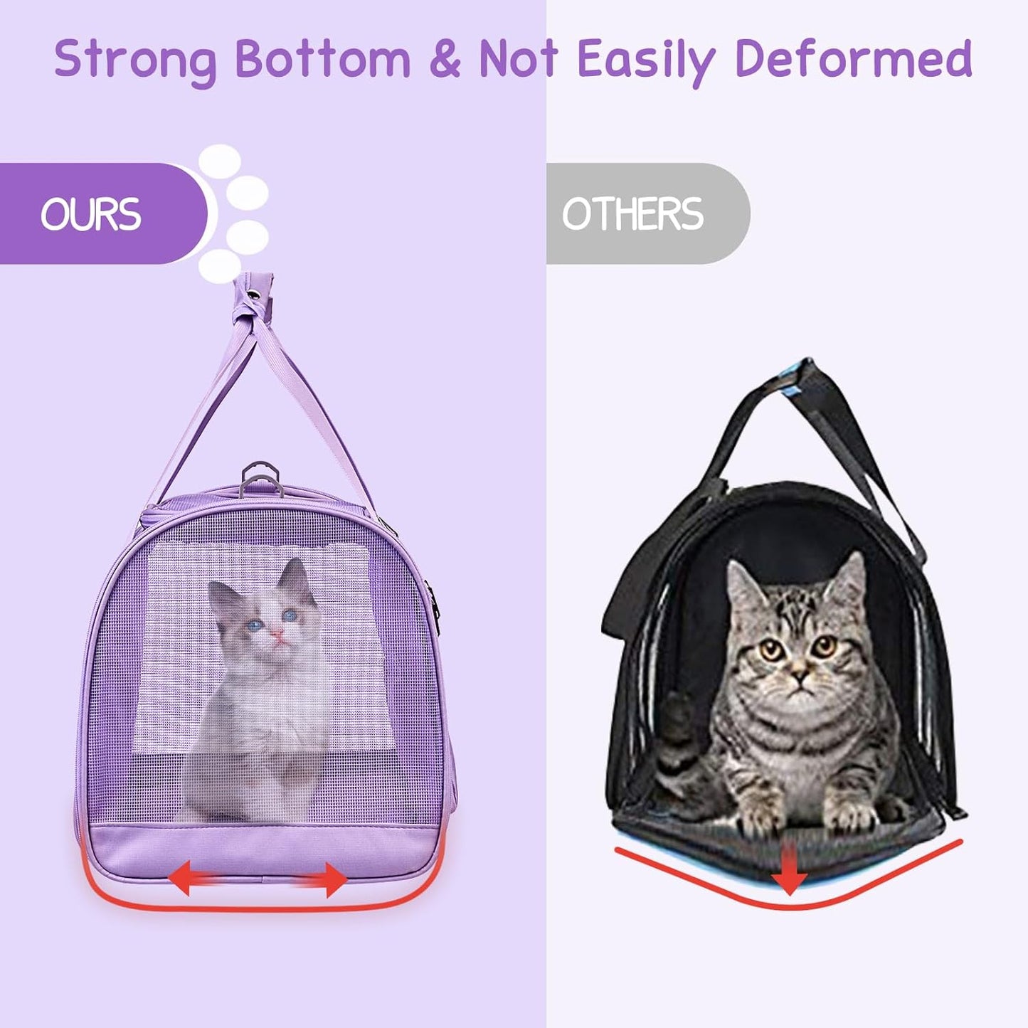 BurgeonNest Cat Dog Carrier, Cat Carriers for Large Medium Cats 20 lbs, Soft Sided Puppy Kitten Pet Carrier Under 25 lbs, Collapsible Travel Cat Carrier with Unique Side Bag (Medium)