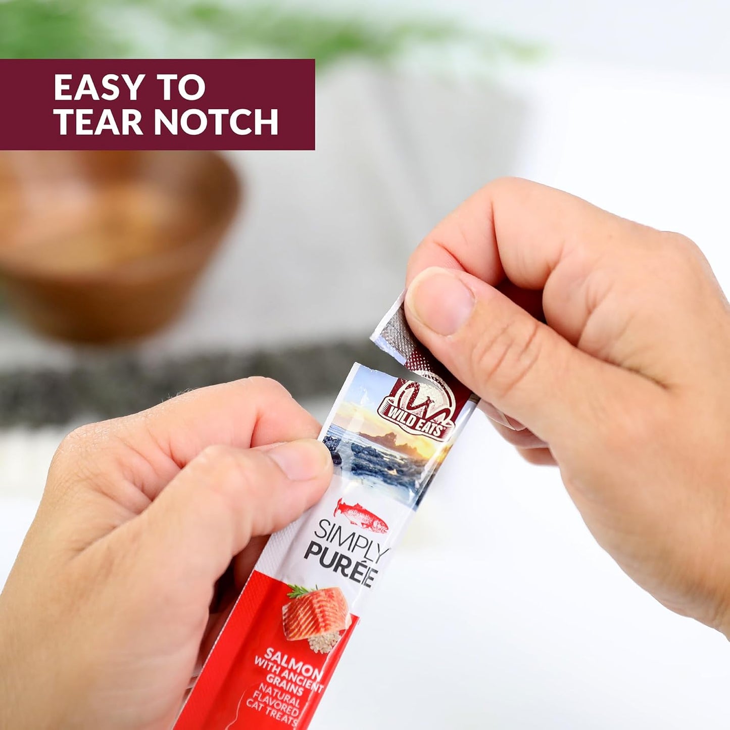 Simply Puree Salmon with Ancient Grains Tub for Cats | 48 Individual Servings | High-Protein, Grain-Enriched Cat Treat | All-Natural, No Artificial Additives | Smooth and Delicious Puree