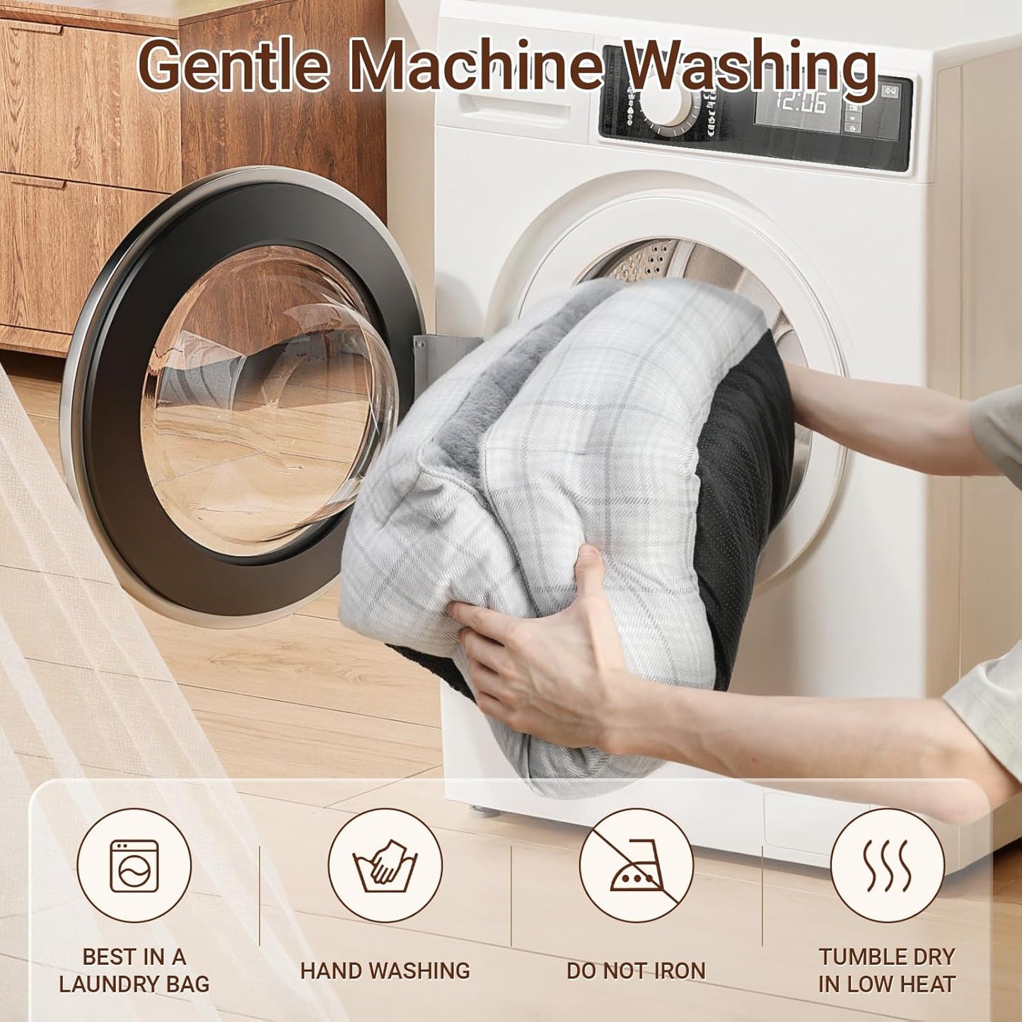 MIHIKK Rectangle Dog Beds for Small Dogs & Cats, Orthopedic Sleeping Pet Bed for Couch with Durable Puppy Cuddler and Anti-Slip Bottom Machine Washable 20 * 18 Inch (Gray)