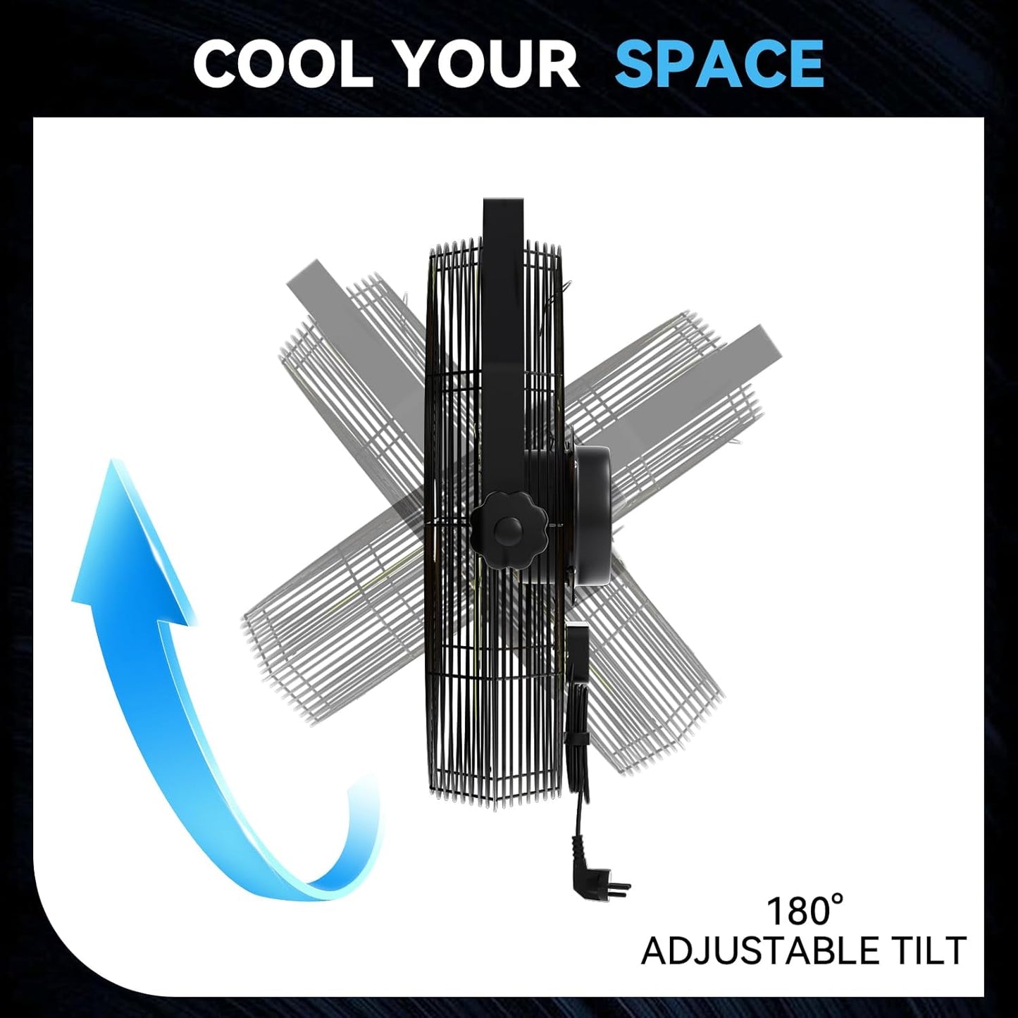 2600 CFM 14 inch Outdoor High Velocity Wall Mounted Fan, 3-Speed Metal Fans with IP44 Enclosure Motor, Industrial Grade Weatherproof Wall Fan for Patio, Greenhouse, Garage, and Gazebo