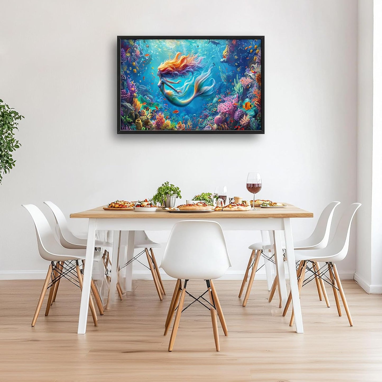 Quorin Mermaid Large Wall Art Sea Ocean Mermaid Pictures Colorful Undersea Wall Decor Canvas Print Painting Artwork for Bathroom Living Room Bedroom 36L x 24W