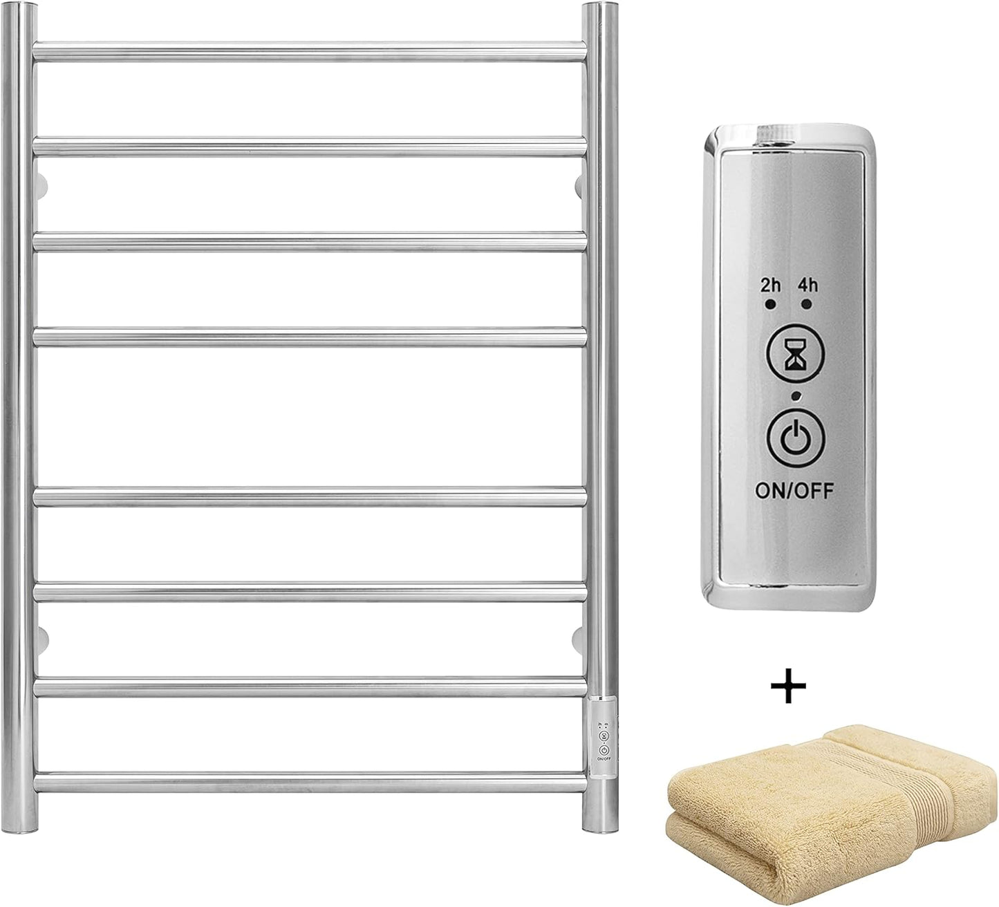 KEG Towel Warmer Wall Mounted with Built-in Timer 8 Bars Electric Stainless Steel Heated Towel Racks for Bathroom, Hot TW-8-PC Towel Warmer 8 bars polish chrome