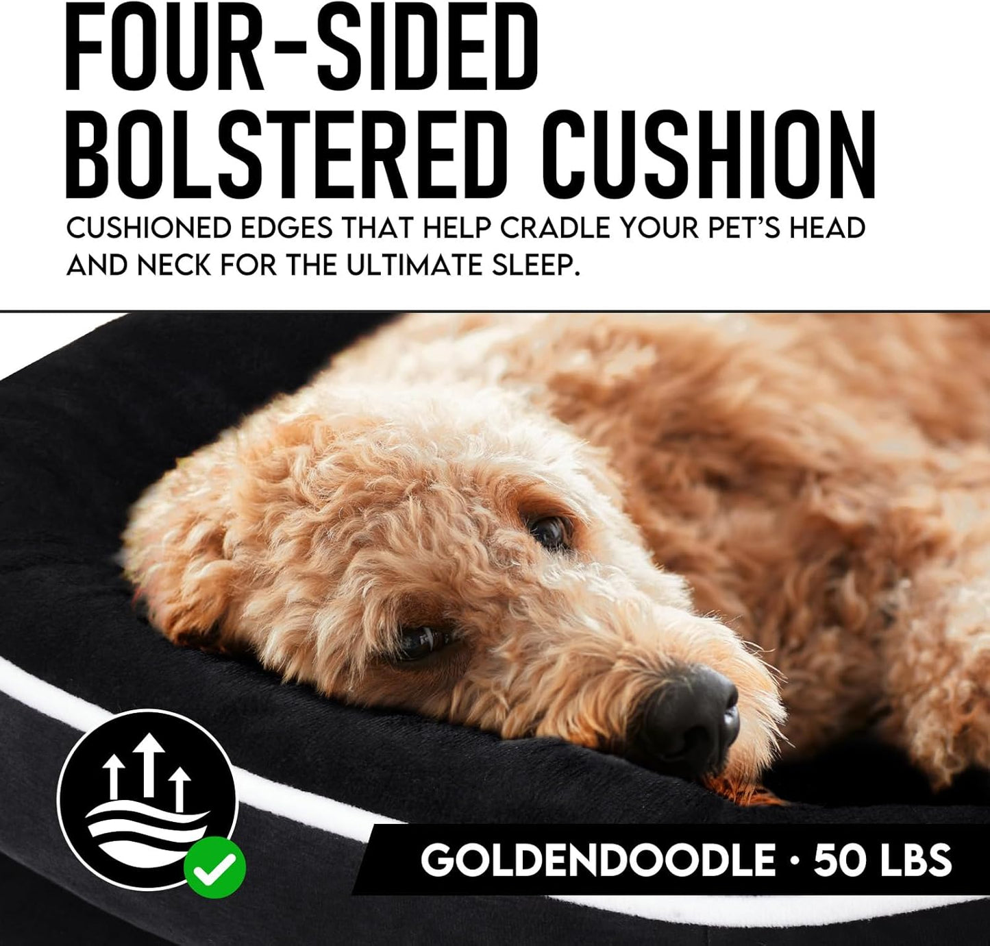 OhGeni Orthopedic Jumbo Dog Couch Pet Sofa XL Sized Cat Beds with Comfort Foam Support, Soft Comfortable Fabric, Machine Washable Waterproof Removable Cover, 42-Inch (Black)