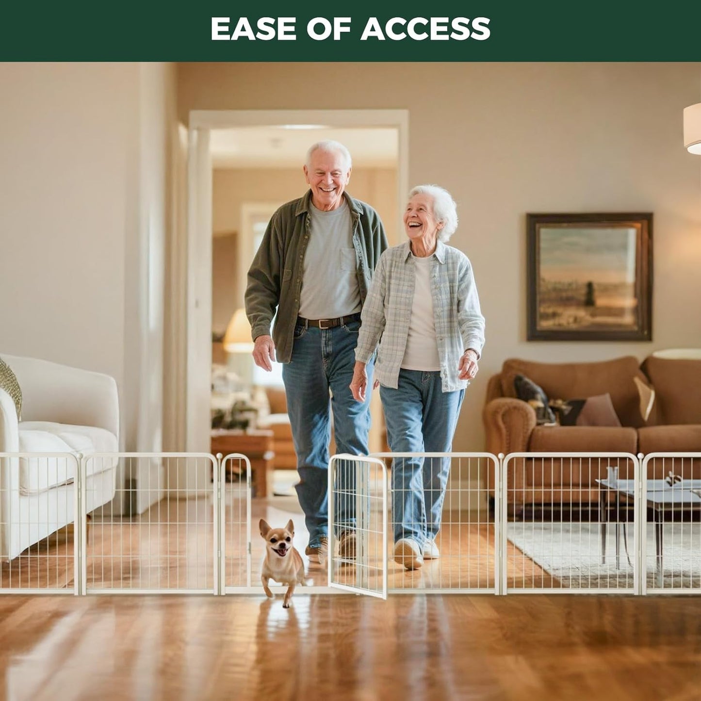 FXW Homeplus Unleashed Indoor Dog Playpen - Stress-Free and Safe Play, Heavy Duty 24 Inch 4 Wire Panels Dog Pen for Puppy and Small Dogs, White│Patented