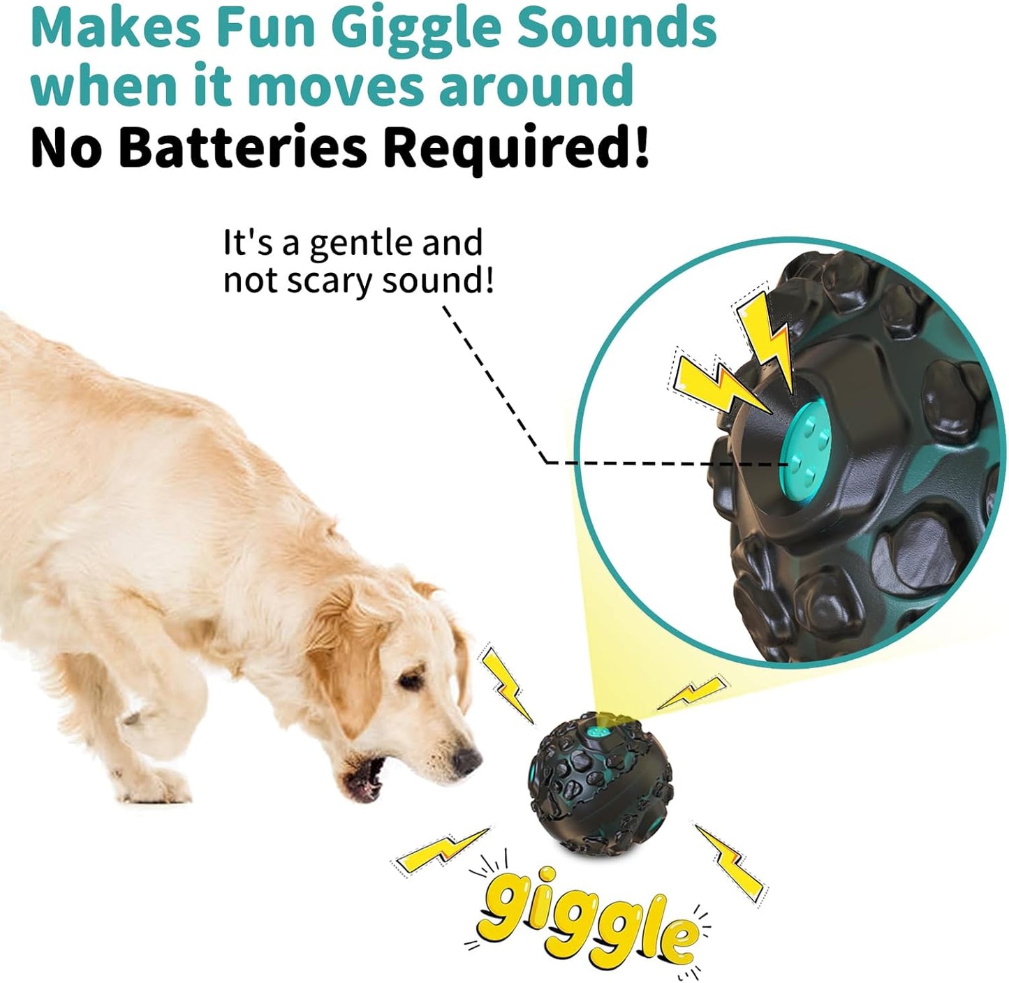 Dog Ball for Aggressive Chewers - Interactive Dog Toy Balls Fun Squeaky Sound to Keep Them Busy, Durable for Small Medium Large Breeds, Rubber Pet Chew Toys, As Seen on TV, Black & Lake Blue