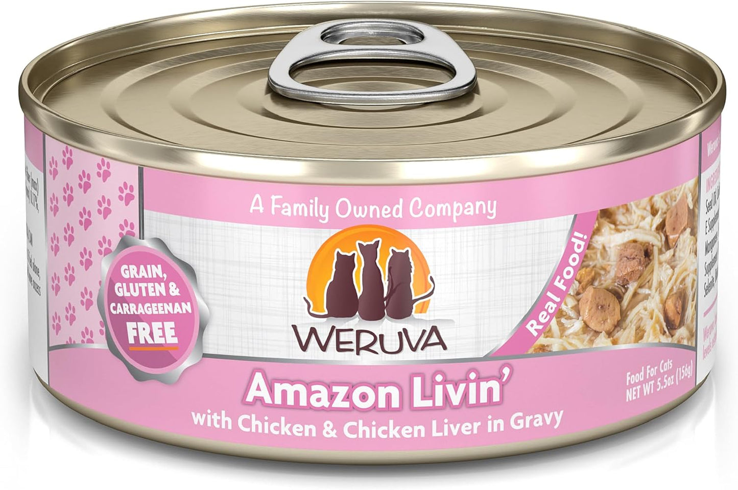 Weruva Classic Cat Food, Amazon Livin' with Chicken Breast & Chicken Liver in Gravy, 5.5oz Can (Pack of 24)