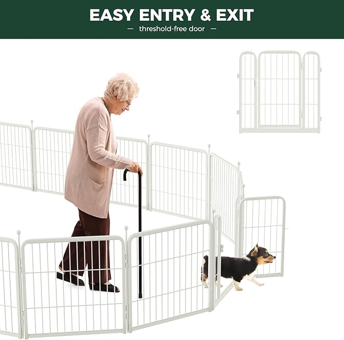 FXW Rollick Unleashed Dog Playpen for Indoor, Yard, RV Camping, 32 inch 24 Panels for Small and Medium Dogs, White│Patented