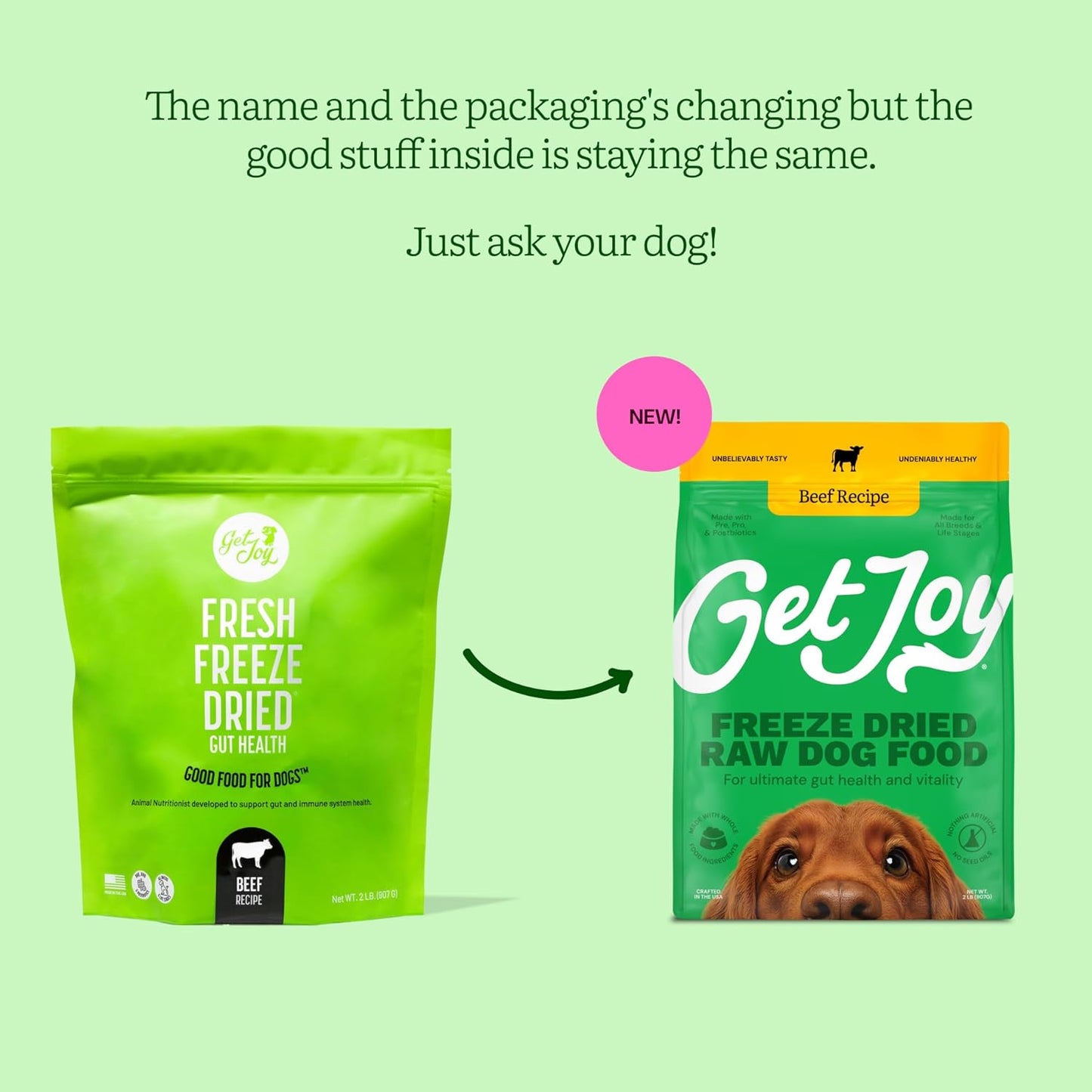 Get Joy Gut Health Fresh Freeze Dried Raw Meal, Beef Recipe, 32 Ounce Bag, Dog Food for Dogs of All Breeds and Life Stages, PhD Animal Nutritionist Formulated, USDA Beef, Made in USA