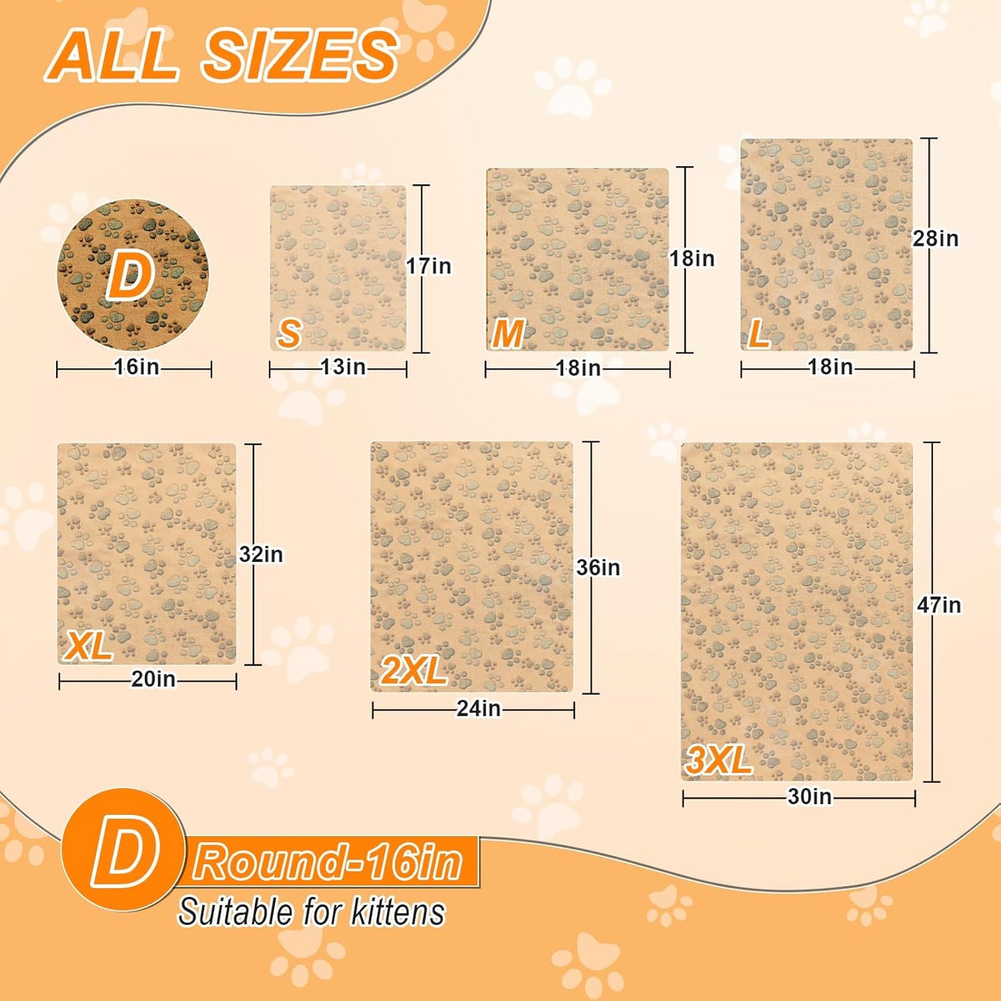 Cat Heating Pad, 16 in Round Heated Bed Smart Thermostatic Switch, Add Wire Rope Cat Carpet Puppy Whelping Supplies, Comes with a Plush Cloth Cover - Apricot