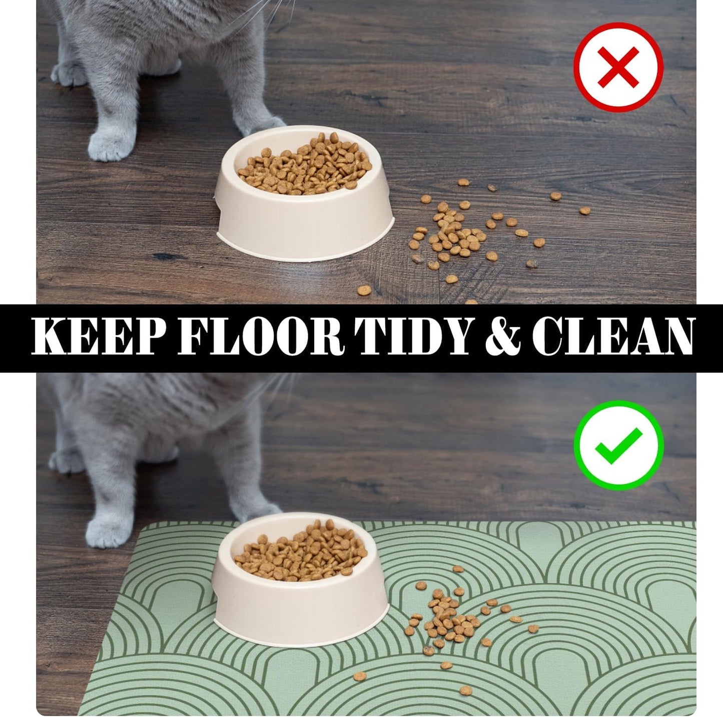 Dog Food Mats for Floors Absorbent, Pet Cat Food Mat - Quick Dry Dog Bowl Mats for Food and Water, Eco-Friendly Boho Pet Supplies