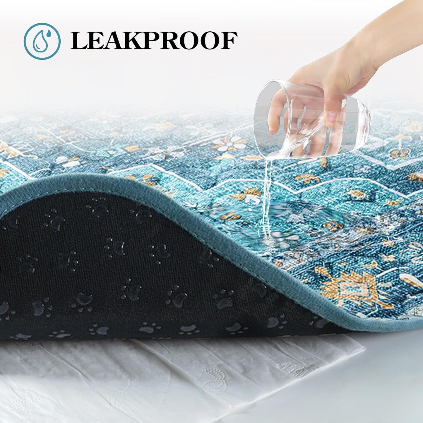 HAOCOO Washable Pee Pads for Dogs, (2 Pack) 3Ft x 4Ft Non-Slip Reusable Puppy Training Pads with Waterproof, Blue Super Absorbent Leak-Proof Whelping Pads Litter Mat for Pet Housebreaking