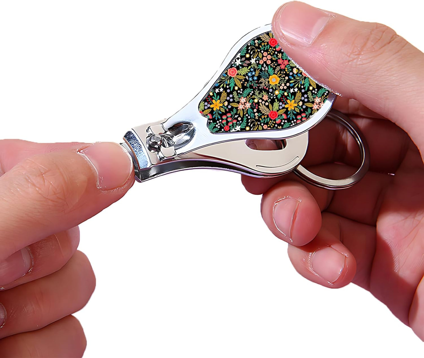 Nail Clippers with Key Chain Cute Stainless Steel Nail Cutter with File Professional Toenail Clipper for Men Multifunction Toenail Clipper 2 Pack Nique Cutter for Adult(Flower)