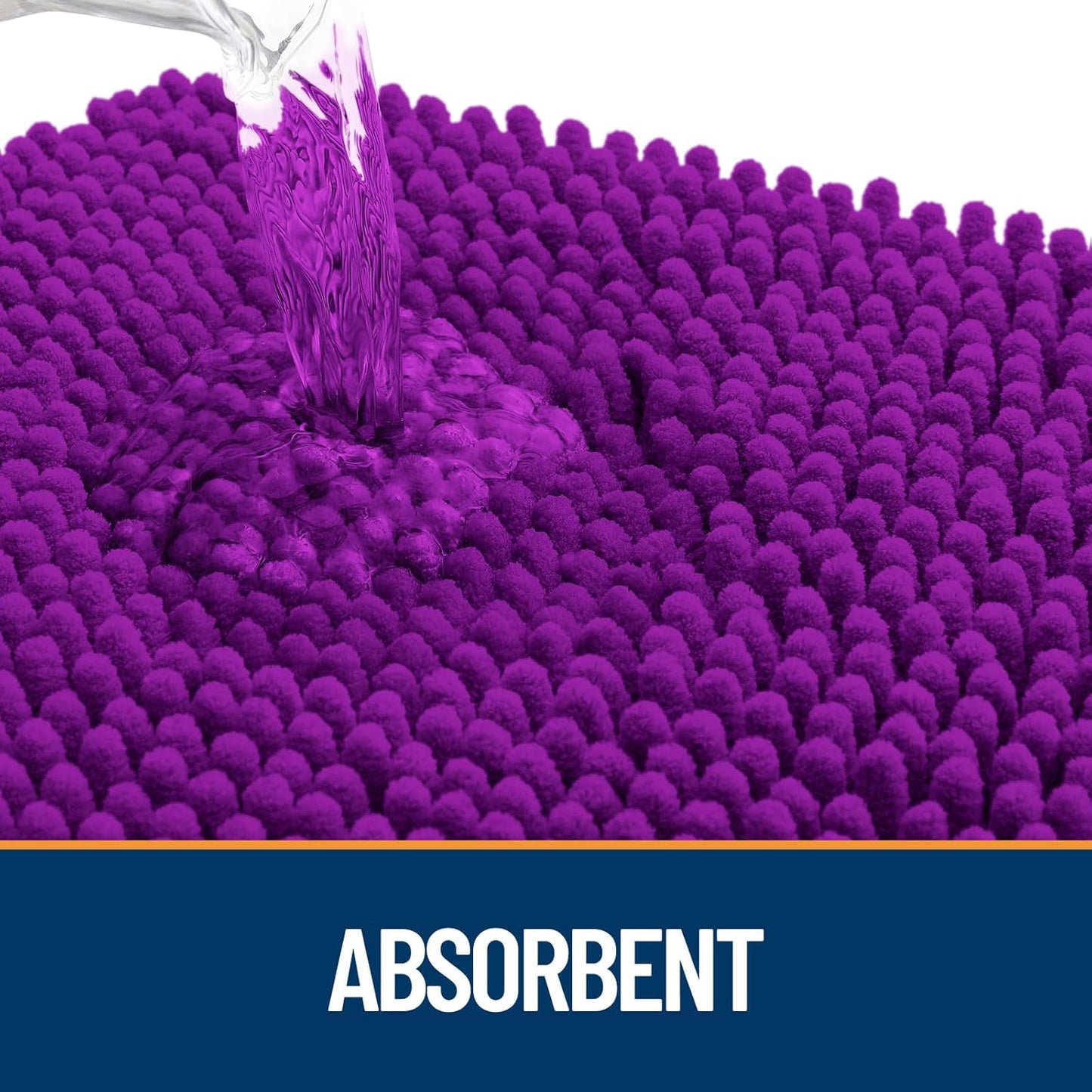 OLANLY Dog Door Mat for Muddy Paws 47x17, Absorbs Moisture and Dirt, Absorbent Non-Slip Washable Doormat, Quick Dry Chenille Mud Mat for Dogs, Entry Indoor Entryway Carpet for Inside Floor, Purple