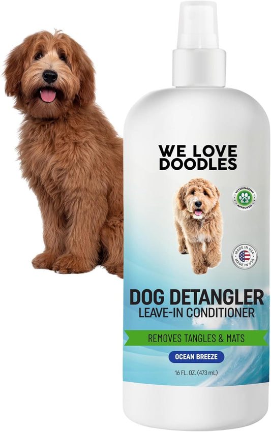 We Love Doodles Dog Detangler Spray - Leave-in Conditioner for Dogs - Dog Detangling Spray - Dematting Spray for Dogs - Tangle Remover - Made in The USA - Large 16 fl oz (Ocean Breeze)