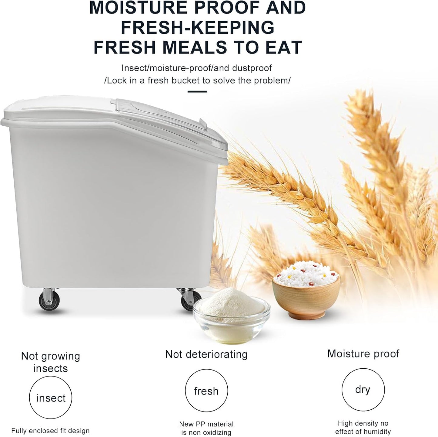 Ingredient Storage Bin,21 Gallon Dispenser Bin with Scoop for Dry Food, Sugar, Baking Supplies,Kitchen Rice Cereal Flour Bin,BPA Free,Pet Food Storage Container,Dog Cat Birds Food (21 Gallon)