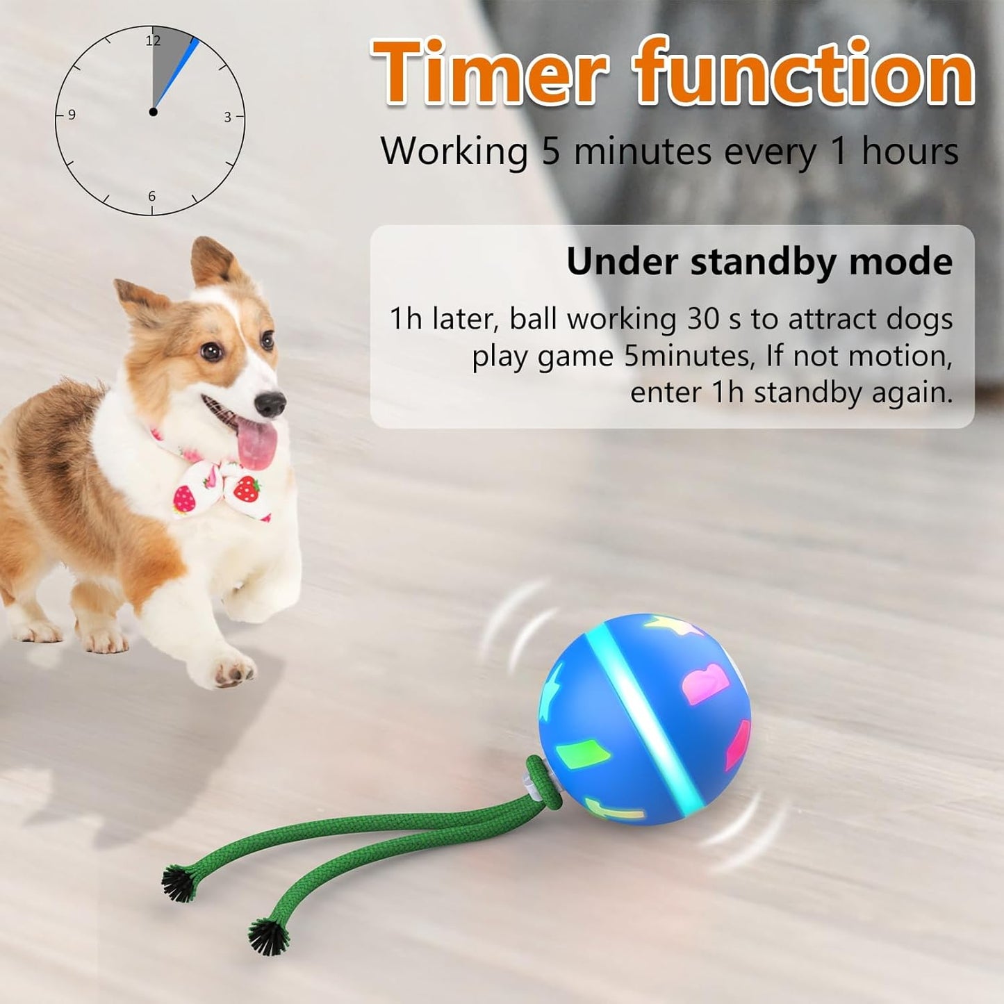 Interactive Dog Toys Ball,Automatic Moving Toy for Small/Medium Dogs,Motion Activated Bounce Ball,USB Rechargeable Dog Enrichment Toys to Keep Them Busy (Blue)