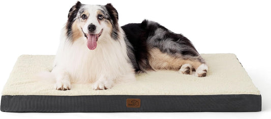 Bedsure XL Dog Bed for Crate - Large Orthopedic Flat Pet Beds with Removable Washable Cover, Egg Crate Foam Crate Mat, Suitable for Pet Up to 90 lbs