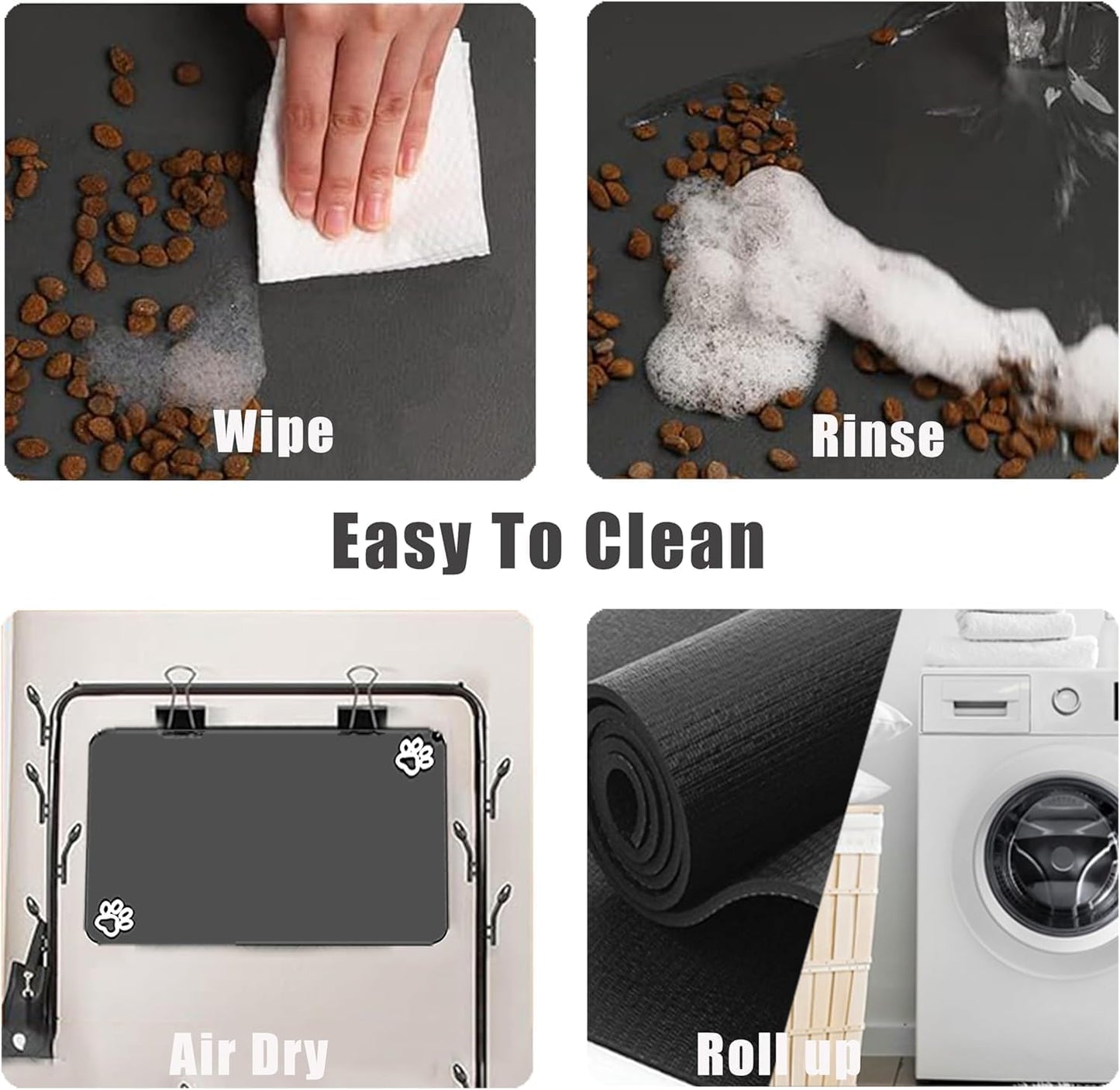 Large Boho Dog Cat Food Mats for Floors, Absorbent Dog Bowl Mat for Food and Water Dispenser Mat, Quick Dry Pet Supplies (Dark Vintage, 40 * 32)