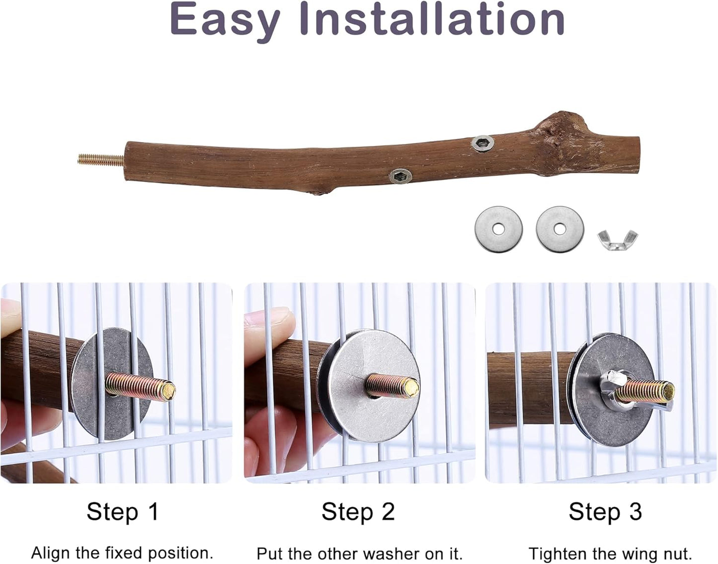 CozyCabin Natural Bird Perch Stand, Hanging Multi Branch Grapevine Parrot Perch Bird Cage Toys for Small Budgies Conure Parrot Parakeets Cockatiels Lovebirds (Branch)