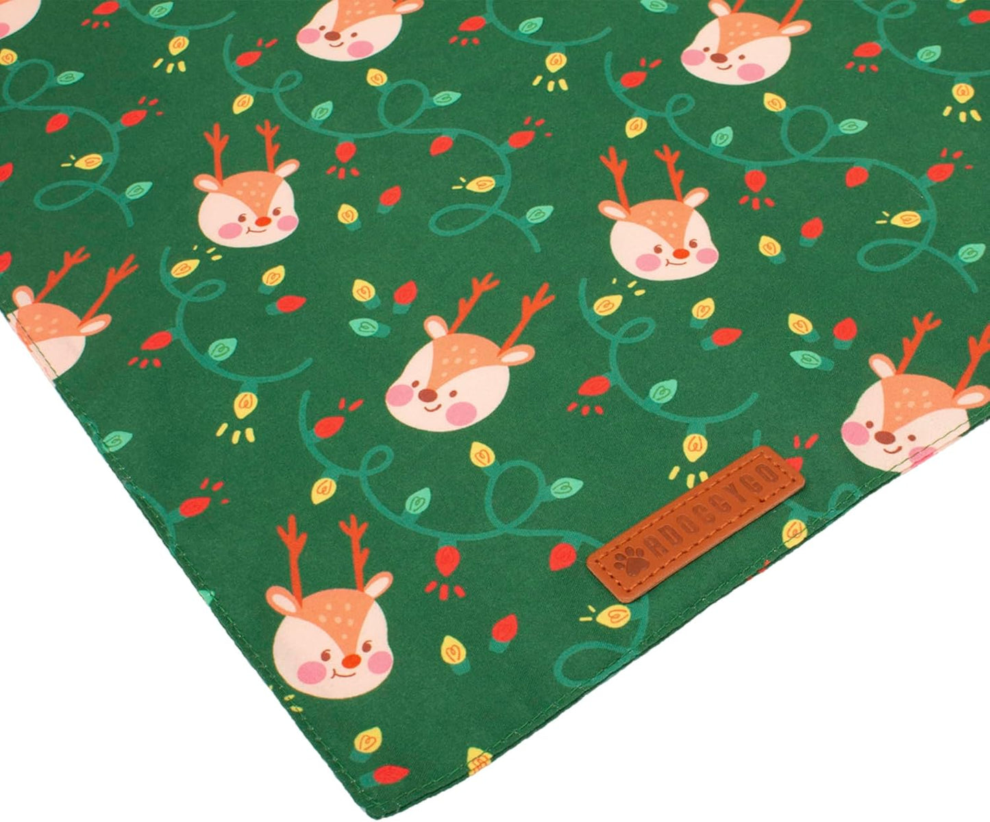 ADOGGYGO Christmas Dog Bandanas 2 Pack, Santa Deer Pattern Pet Xmas Scarf Bib, Premium Durable Fabric, Pet Christmas Bandanas for Medium Large Dogs (Large)