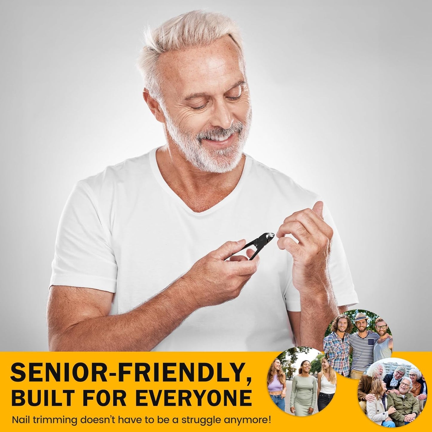 BEZOX Thick Toe Nail Clippers - Comfortable Rebound Thick Spring Toenails Clipper for Thick Nails for Seniors, Precision Fingernail Clippers for Men and Women - Black