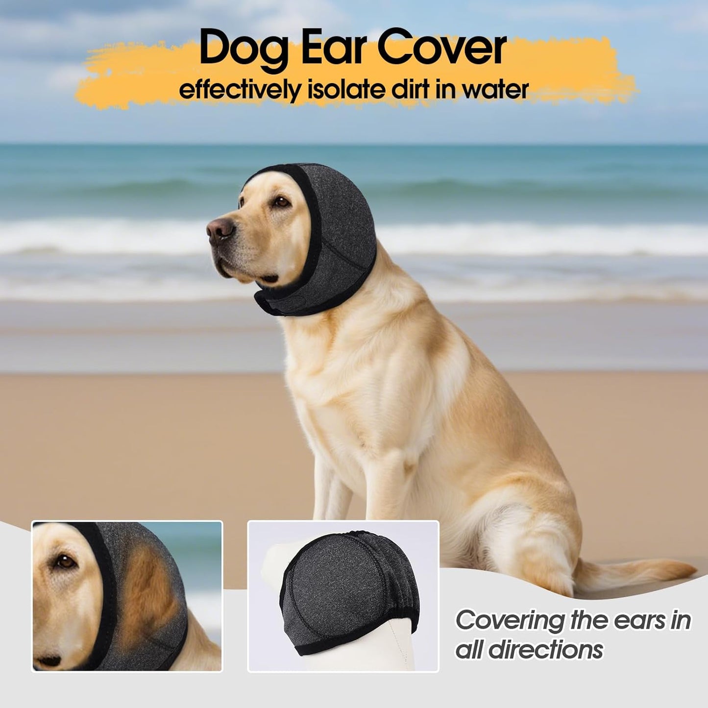 Dog Calming Hoodie, Dog Ear Muffs Noise Protection & Anxiety Relief, No Shake Ear Wraps for Dogs Quiet Ears Cover Headband for Fireworks Grooming Swimming Bathing Force Drying