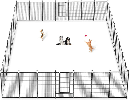 Dog Playpen 40 inch 30 Panels Indoor Outdoor Dog Pen for Large/Medium/Small Dogs Heavy Duty Metal Dog Fence Outdoor for Yard, Puppy Playpen with Door Portable Pet Fence for RV Camping Yard