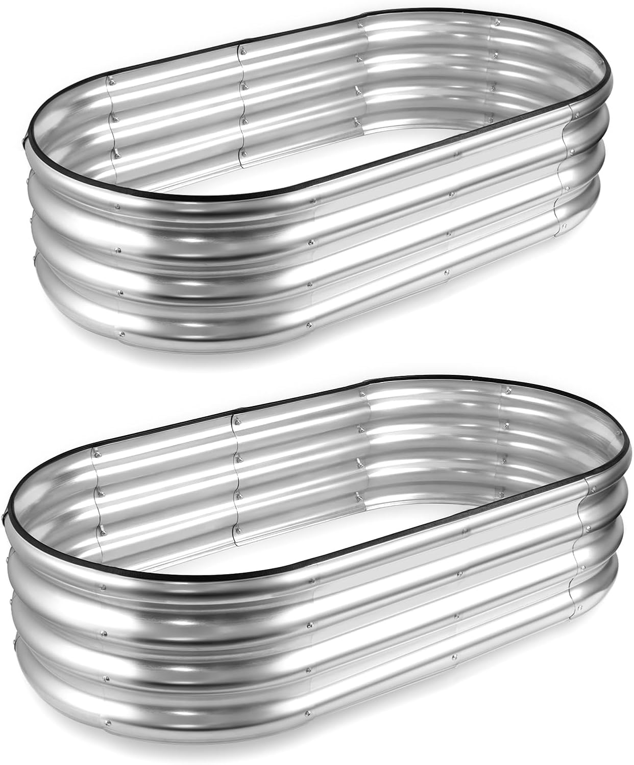 JERIA Raised Garden Bed,Galvanized Raised 2 Pcs 4×2×1ft Planter Boxes Outdoor with Easy Assembly, Large Garden Bed for Vegetables, Fruits, Flower