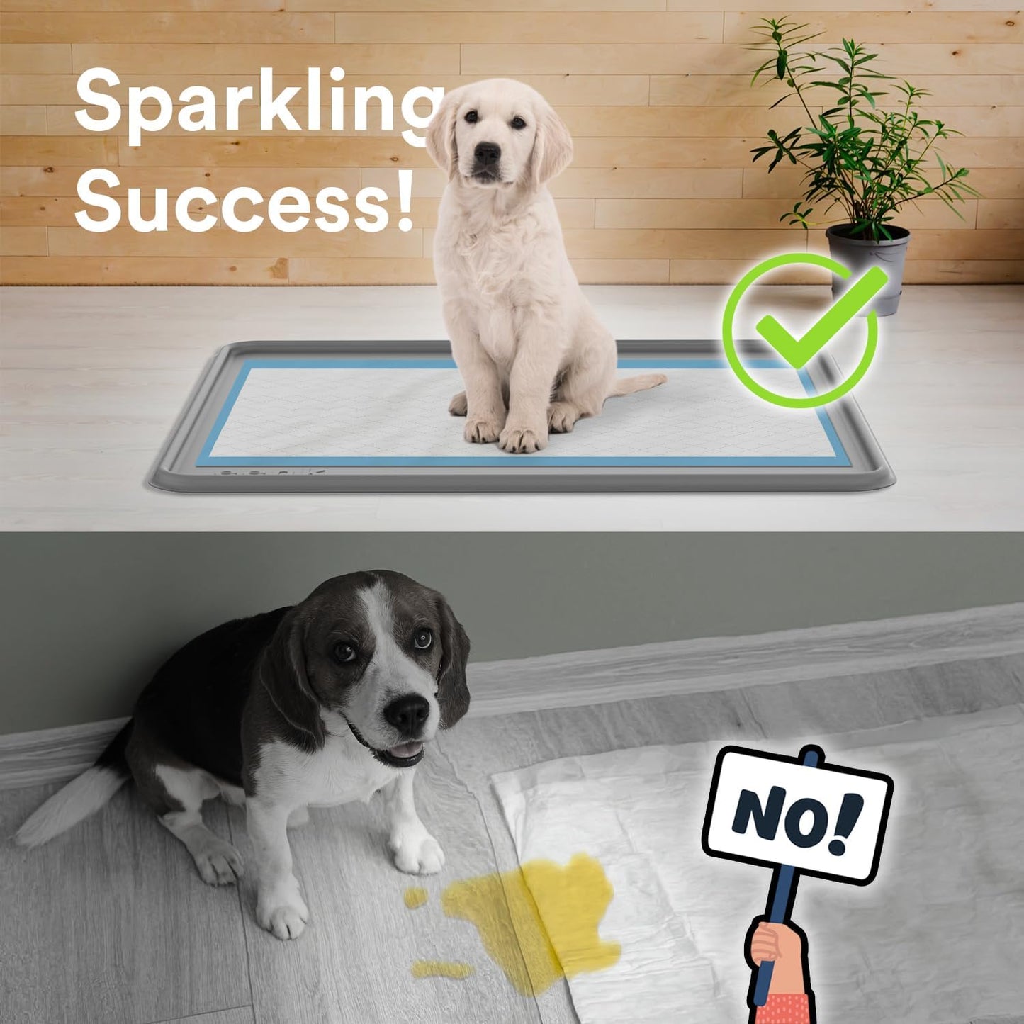 Pee Pad Tray Holder for Dogs - Fits Up to 22 x 22 in. Square Potty Training Pads No Spill Raised Lip High Edge Silicone Mat, Extra Thick and Non-Slip for Indoor Floor Protection (Small, Gray) | eenk