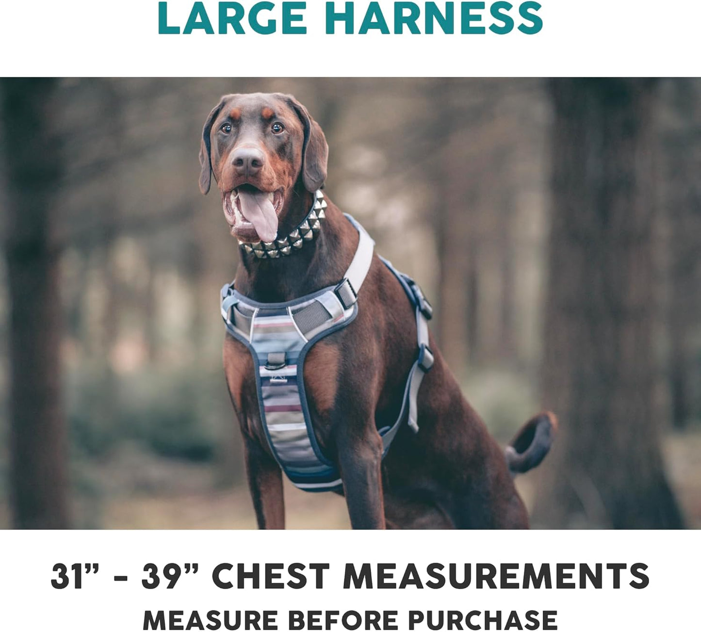 Embark Adventure Dog Harness, Reflective Trim No Pull Harness for Large Dogs - Military Grade Nylon, Front Clip with Gel Lined Handle. Soft & Padded Puppy Harnesses for Any Breed