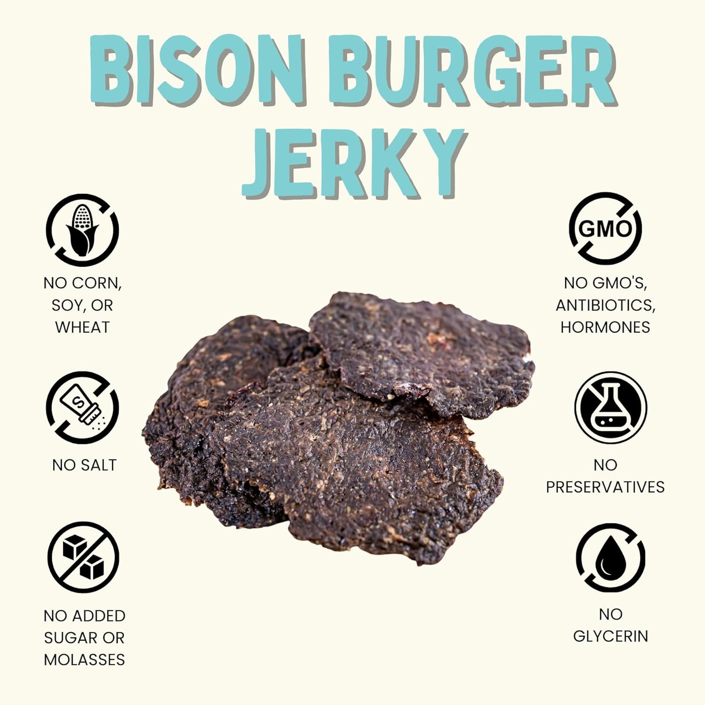 Winnie Lou Bison Burger Jerky Dog Treats – Limited Ingredient, Human Grade, Training Treats for Small, Medium & Large Dogs, Made in USA (2 Pack)