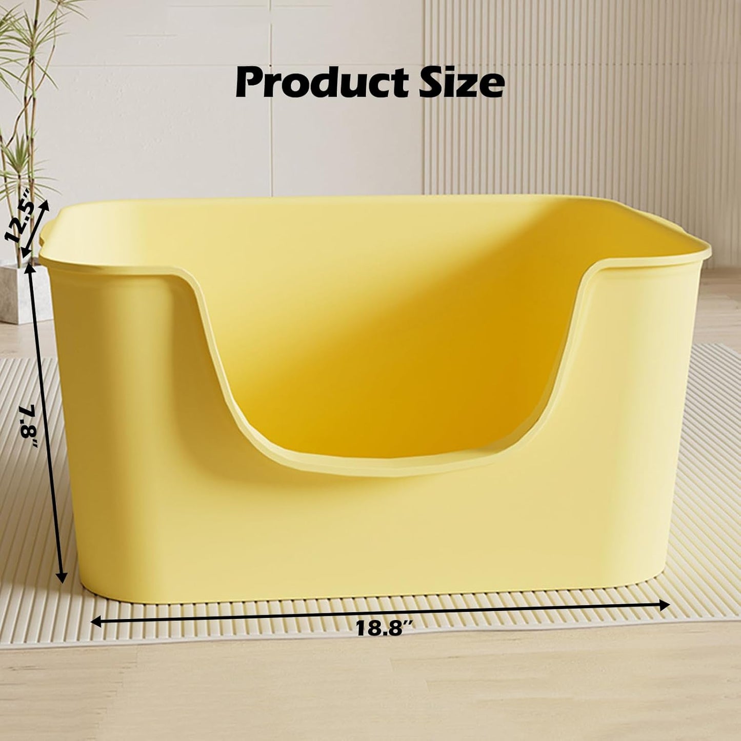 Small Cat Litter Box with High Sides,Cat Boxes for Indoor Cats,Cat Litter Pan for Kitty,Litter Box with Low Entry,Easy to Clean,Anti-Splashing (Yellow)