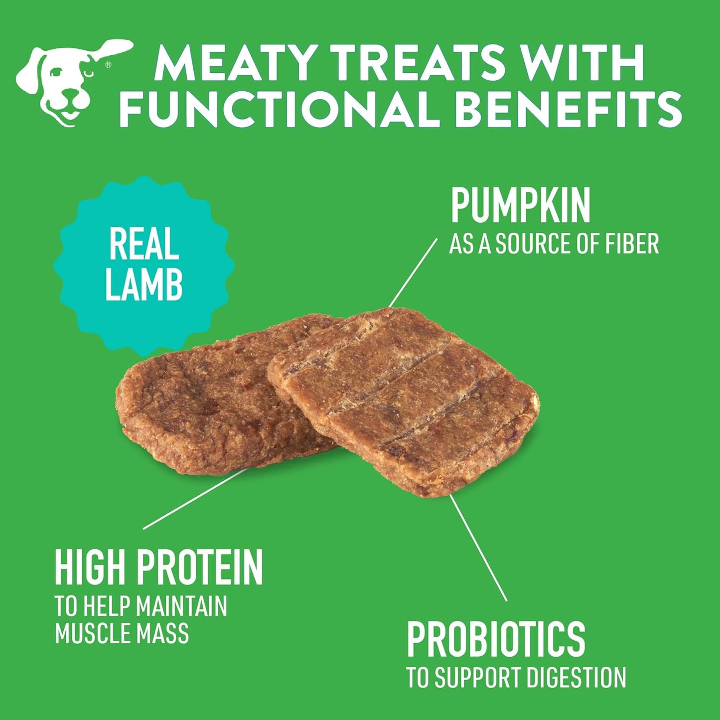 DOGSWELL Gut Health Mini Jerky Functional Dog Treats, Lamb 4 oz. Bag