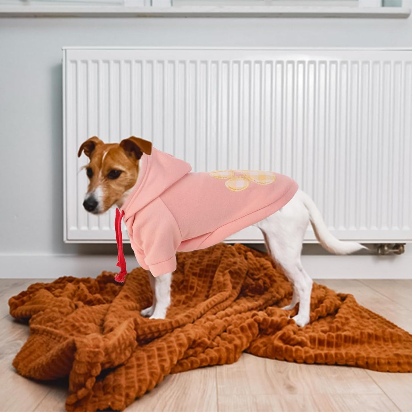 SAWMONG Dog Hoodie,Flannel Pet Hooded Sweater with Hat Puppy Pullover Sweater Shirt,Dog (Pink,M)