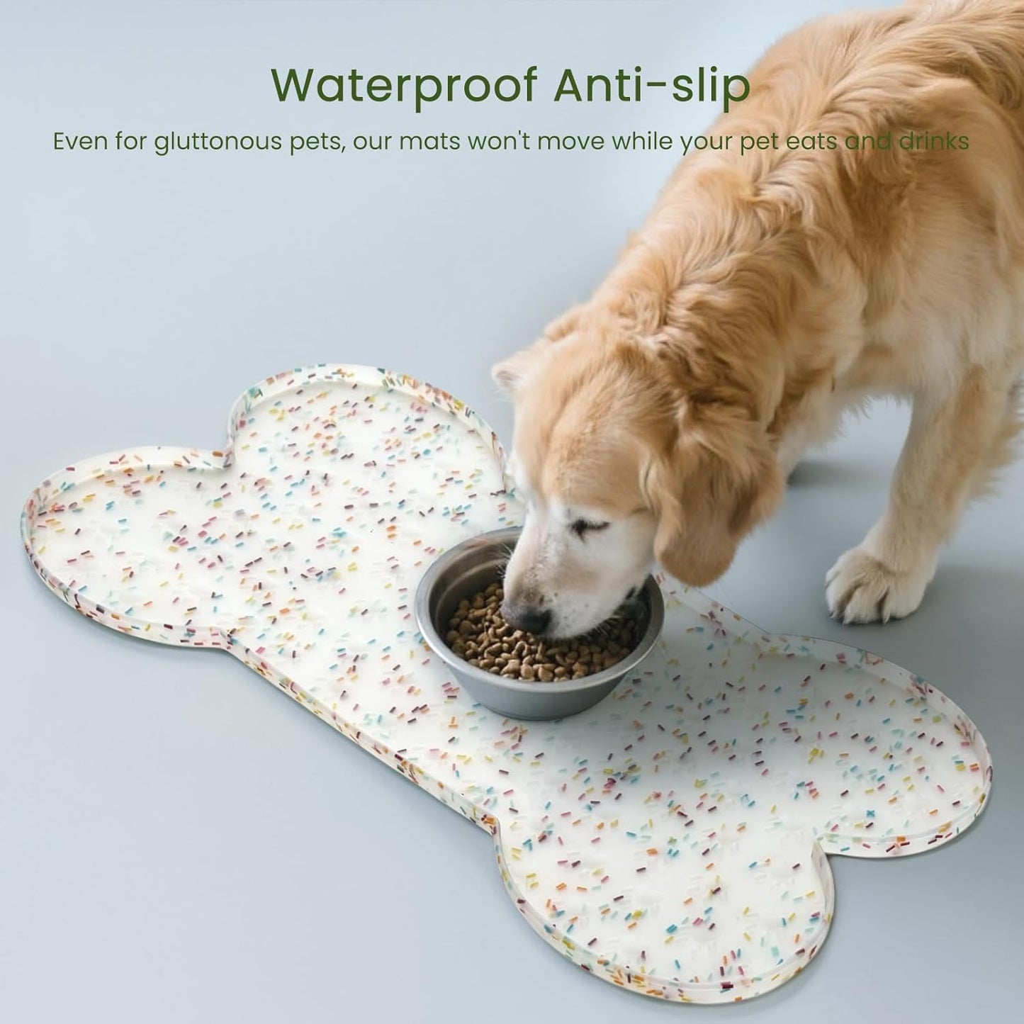 Dog Food Mat Anti-Slip Silicone Dog Bowl Mat Thicker Pet Placemat Waterproof Cat Feeder Pad with Raised Edge Puppy Kitten Feeding Mats Suitable Small Medium-Sized Dogs Cats Eating Tray