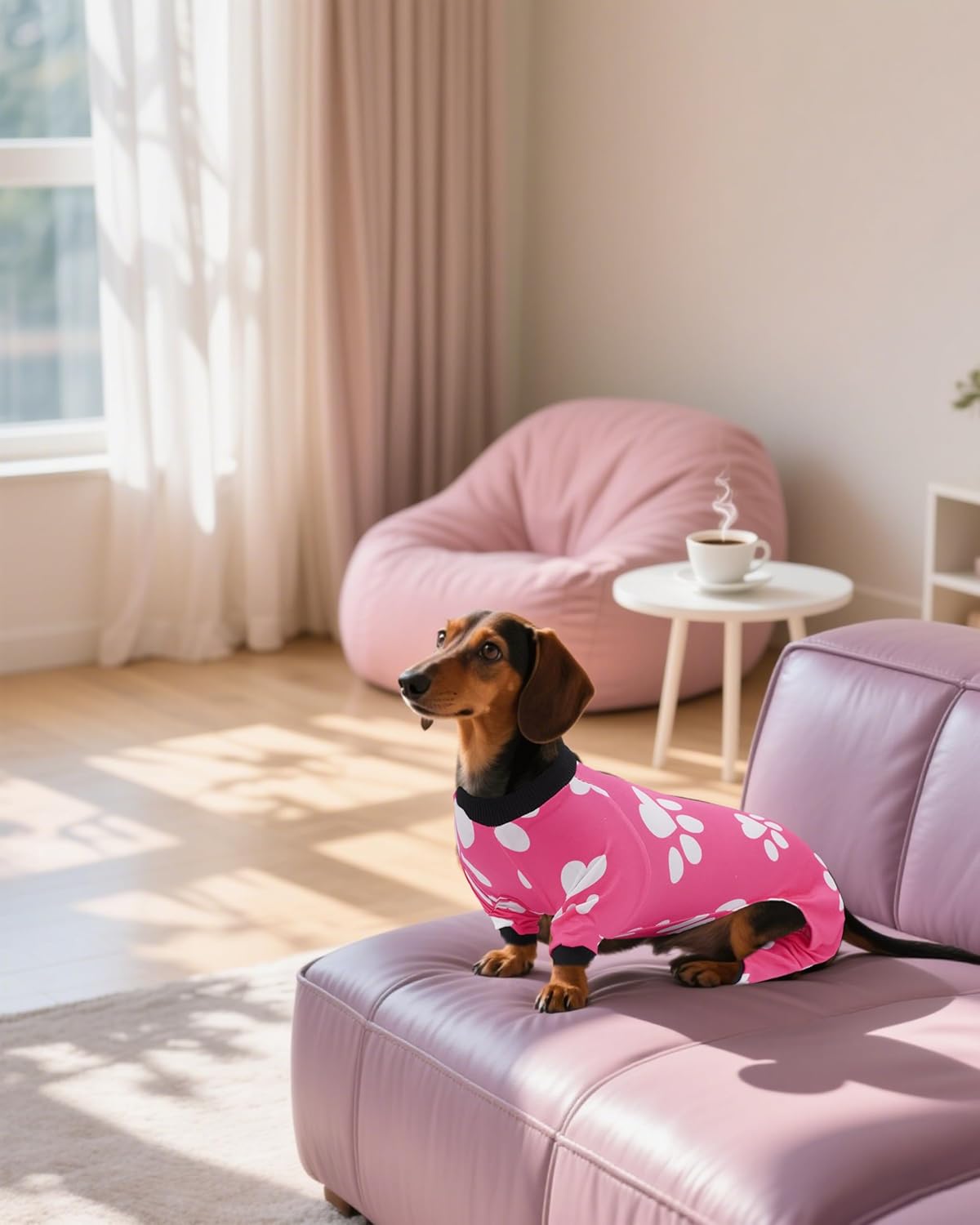 PET SHOW 4 Pack Dog Pajamas for Small Medium Dogs Girl Soft Stretchy PJs Paw Floral Jumpsuit Dog Doughnut Ice Cream Onesies Outfits with Sleeve Pets Breathable Summer Clothes Costume XL