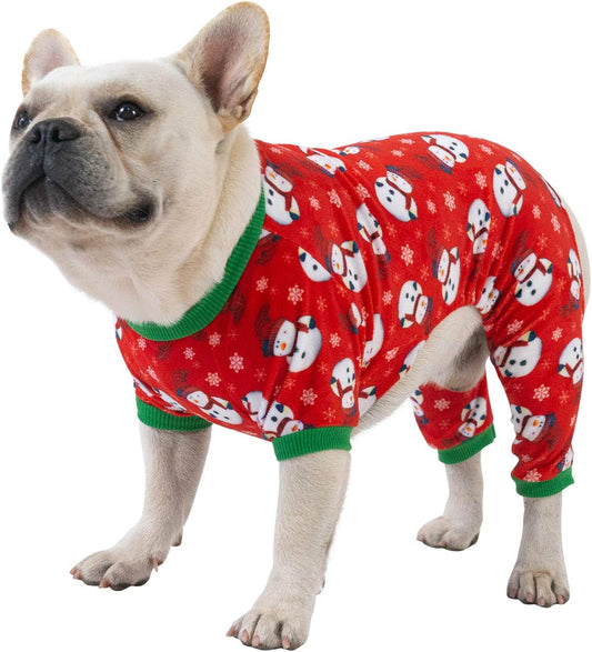 CuteBone Dog Christmas Pajamas Puppy Onesies Small Dogs Soft Pjs Coat Cat Apparel Comfy Pet Clothes Outfit Doggie Bodysuit P136XL