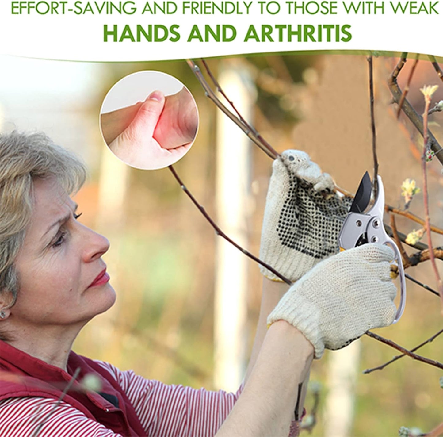 Ultra Sharp Germany Steel Pruning Shears - Cuts 3X Easier, Weak Hand Arthritis Snips, Rust-Resistant, Effortlessly 1-Inch Cut Capacity Garden Scissors, Ergonomic Handle