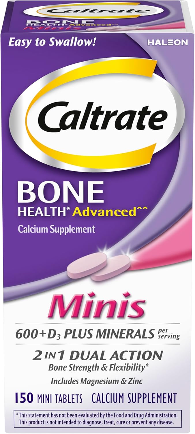 Caltrate Minis 600 Plus D3 Plus Minerals Calcium and Vitamin D Supplement Tablets, Bone Health and Mineral Supplement for Adults - 150 Count