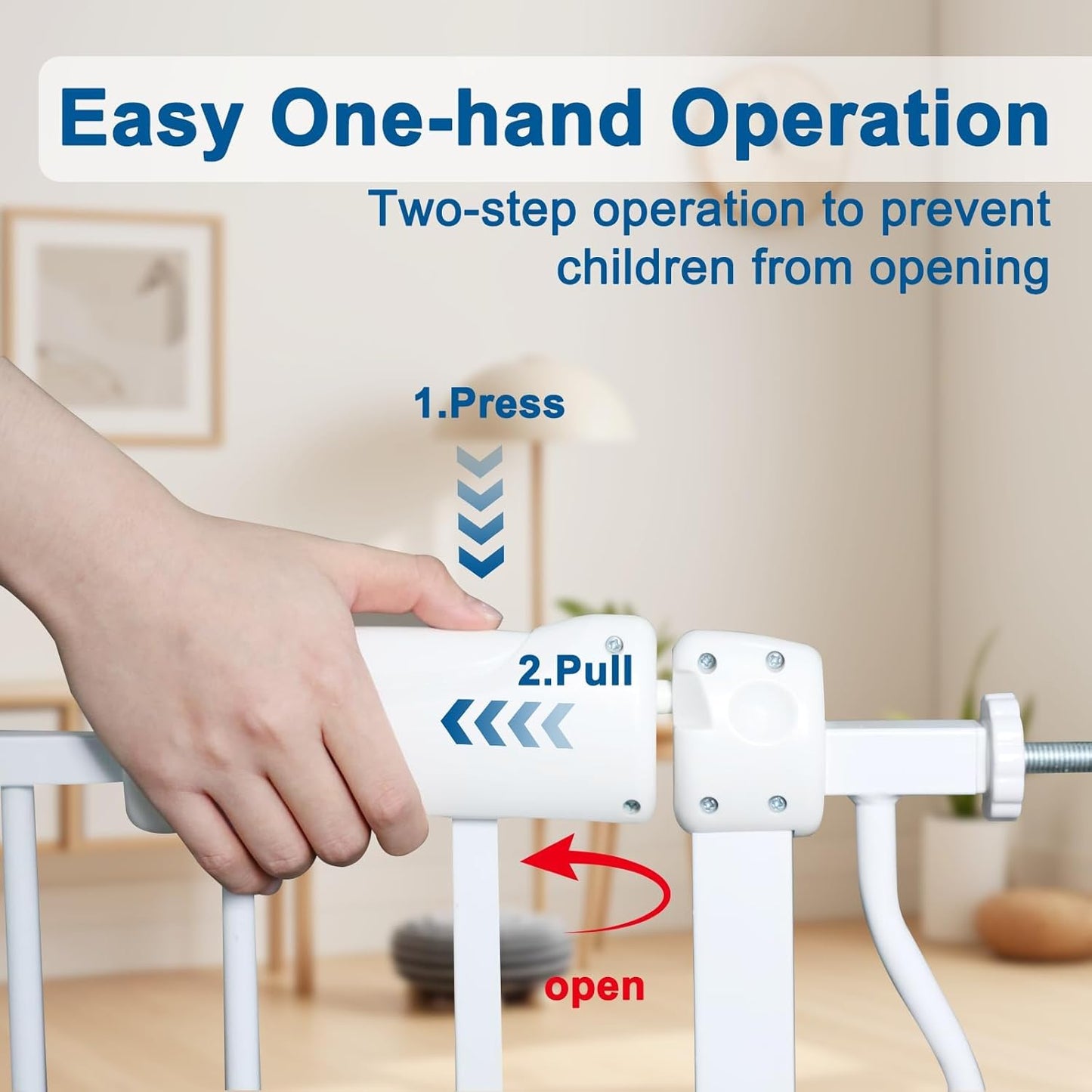 ALLAIBB Extra Wide Pressure Mounted Baby Gate Walk Through Child Kids Safety Toddler Tension White Long Large Pet Dog Gates with Extension for doorways Kitchen (71.65-85.03"/182-218cm, White)