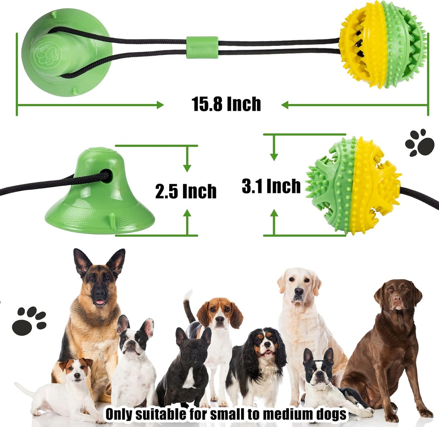 Dog Toys, Dog Chew Toys for Aggressive chewers, Puppy Training Treats Teething Rope Toys for Boredom, Puzzle Treat Food Dispensing Ball for Puppies Teething Small Dogs (Green)