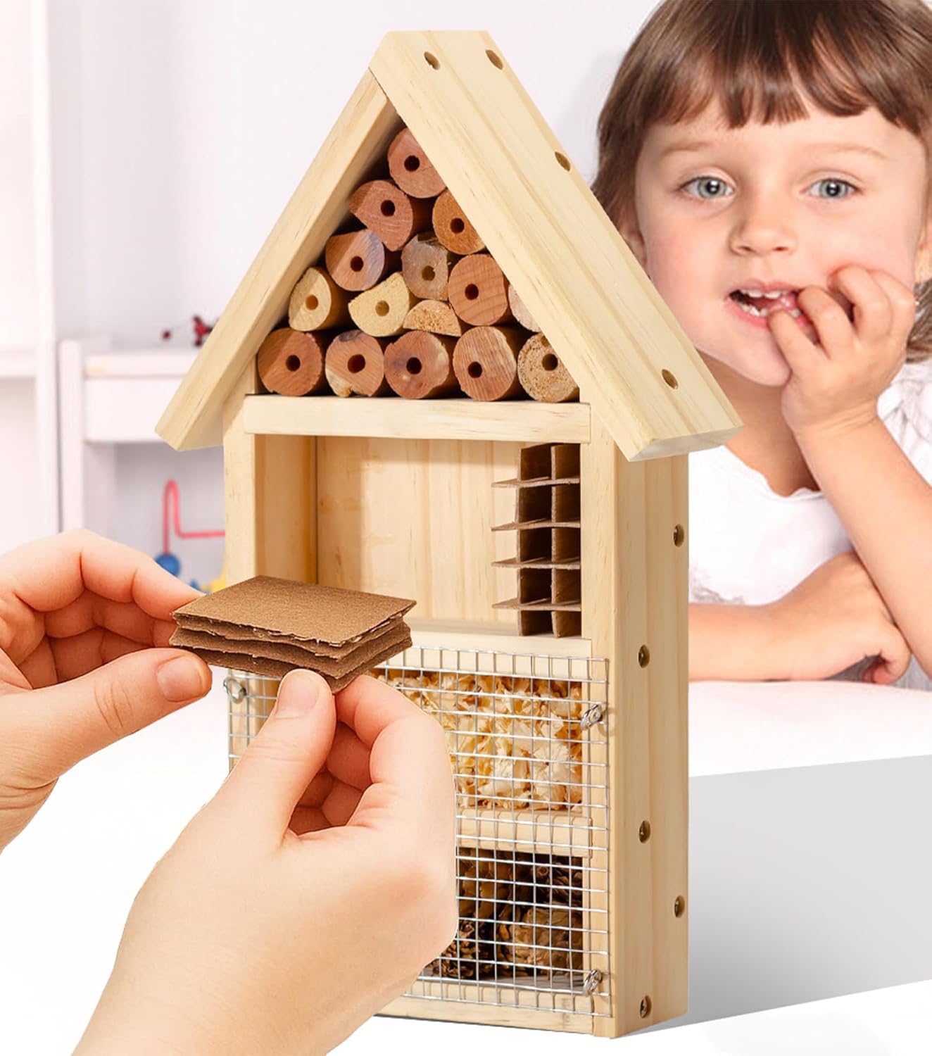 2 PK Large Cedar Wood Insect House Kit for DIY Project Backyard Insect House, Bee House, Nesting Habitat Shelters, Garden Shelter for Bees, Butterflies, Bugs