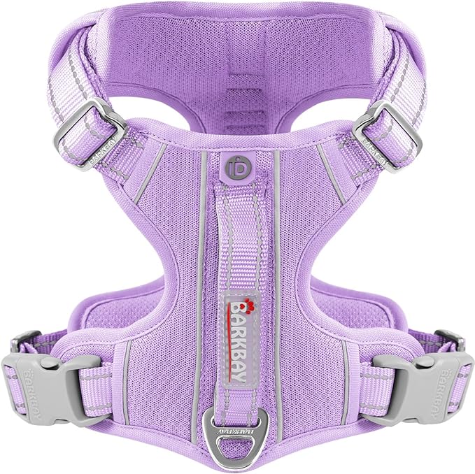 BARKBAY Dog Harness No Pull with ID Tag Pocket - Heavy Duty, Reflective, Easy Control for Large Dogs(Violet Purple,M)