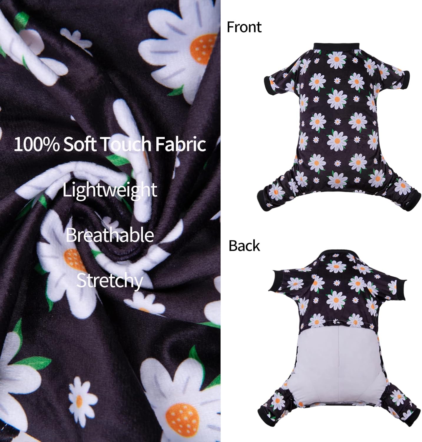CuteBone Small Dogs Outfit Soft Puppy Onesies Pjs Dog Pajamas Pet Coat Cat Apparel Comfy Doggie Jumpsuit Bodysuit for All Seasons P221XS