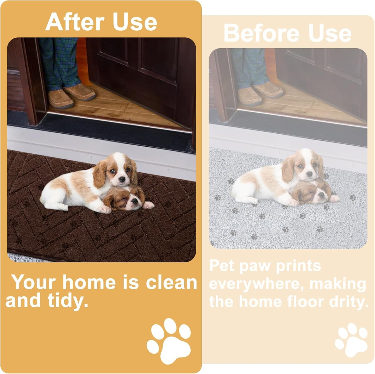 Tindbea Dog Mat for Muddy Paws,Absorbs Moisture Dirt Non-Slip Washable Mud Mat for Dogs,Soft Rubber Backing Front Inside Pet Rug for Entryway, Mud Dog Paws, Patio(20"x31.5",Coffee)