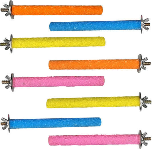 Hamiledyi Bird Perches for Cage Grinding Sand Bird Perches 8pcs Claw Trim Cage Perches Stand for Starlings, Parakeets Lovebirds Canaries Green Cheeked Conures (0.78 in Diameter)