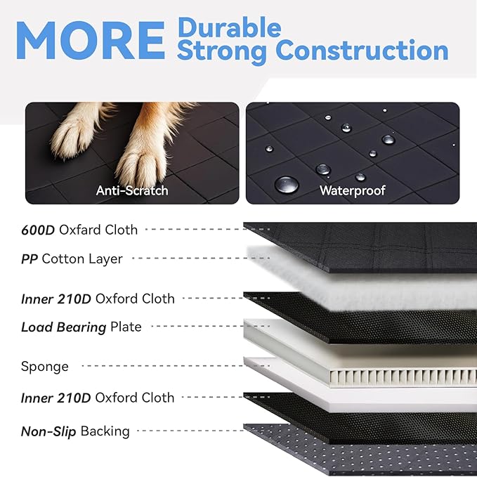 High Barrier Dog Car Seat Cover,Waterproof Back Seat Extender for Dogs,Car Seat Protector,Car Seat Cover Hard Bottom Holds 500 lbs,600D Nonslip Dog Hammock,Pet Car Bed for Cars,SUVs, Small Trucks